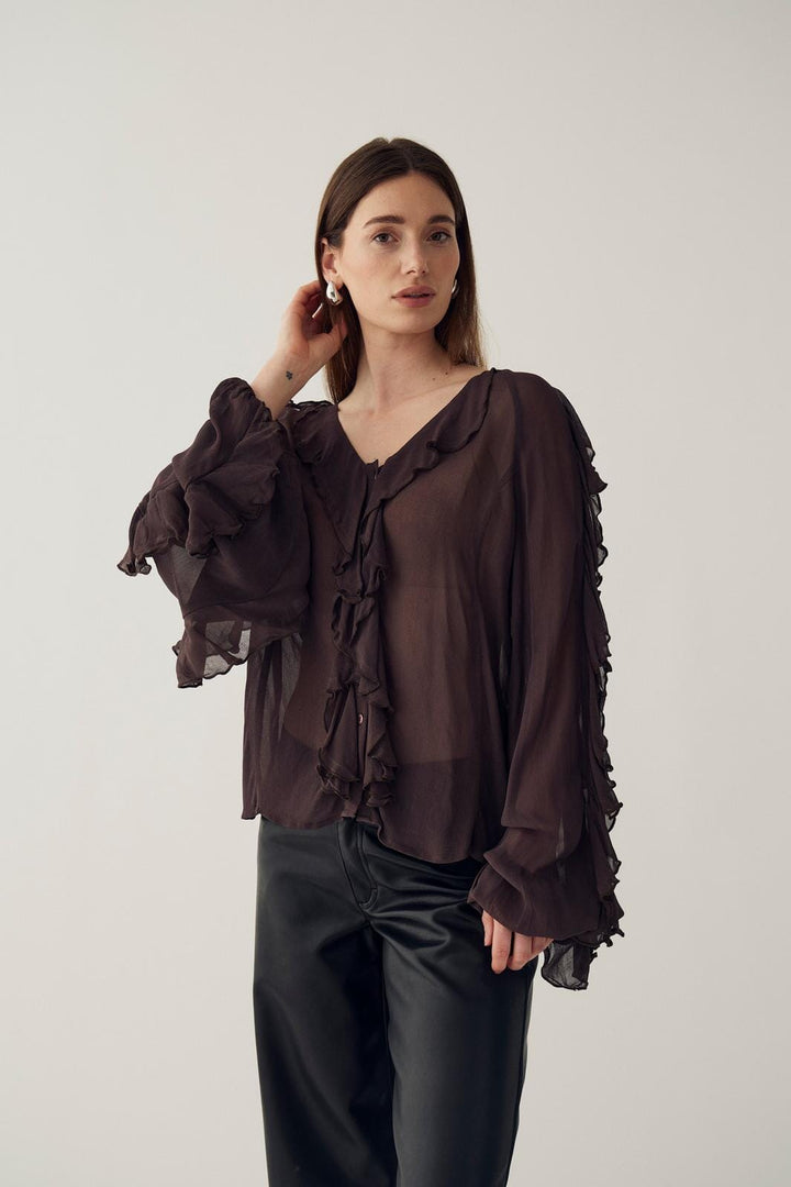 Noella - N-Merlynn Blouse 14230006 - 674 - Chocolate Bluser 