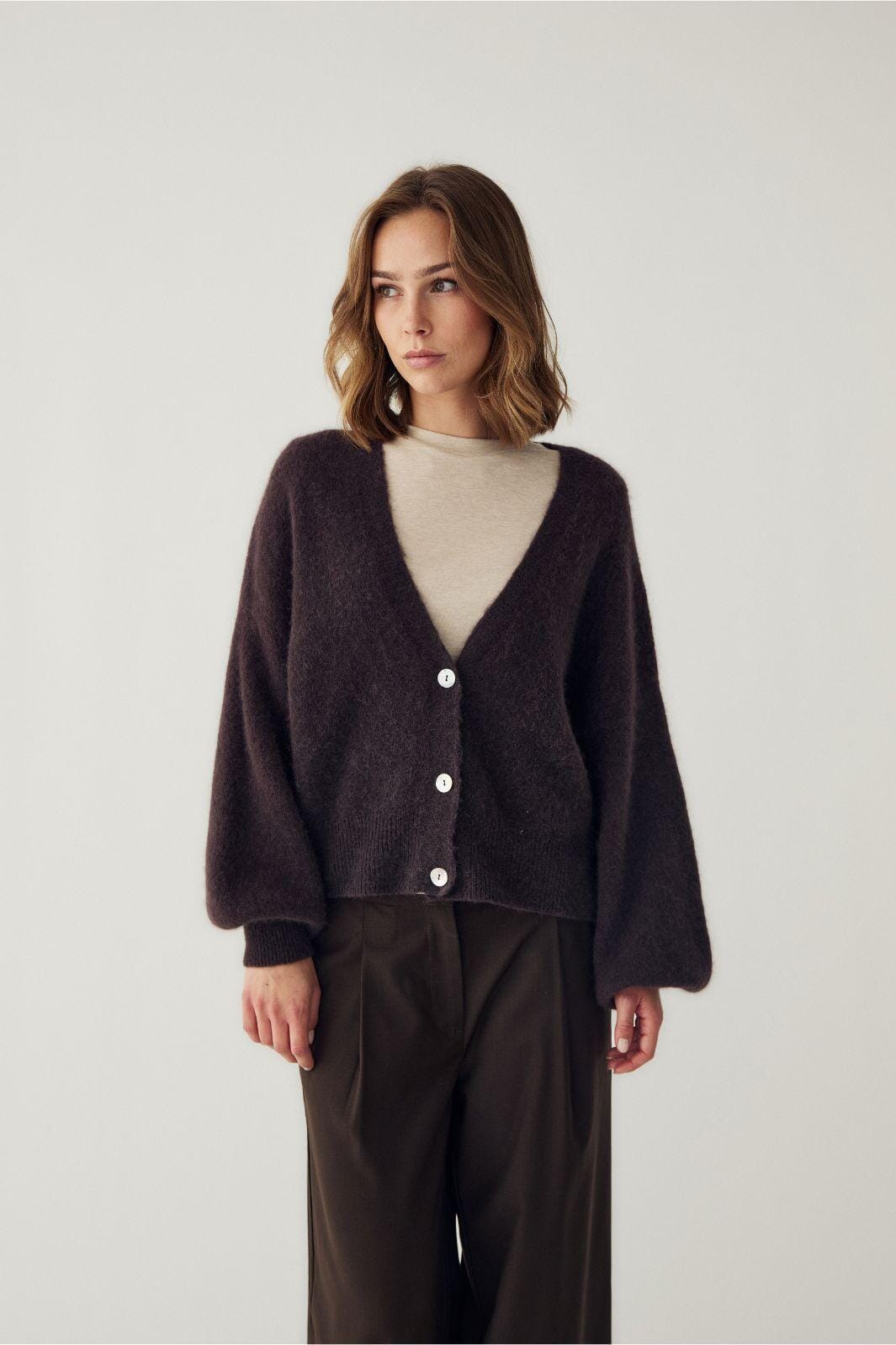 Noella - N-Morene Knit Cardigan 16690002 - 674 - Chocolate Cardigans 