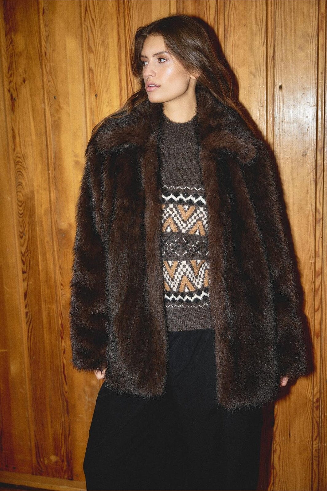 Noisy May - Nmaria Fur Jacket - 5075822 Chocolate Brown