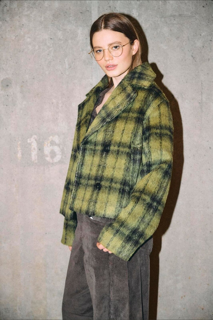 Noisy May - Nmchristina Check Jacket - 5096018 Avocado Checks