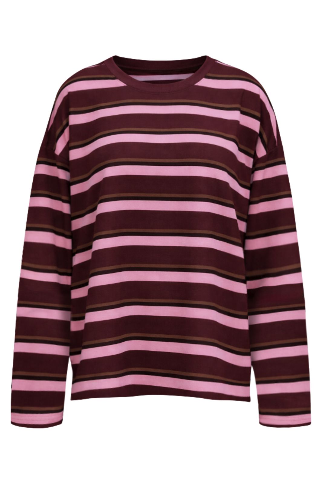 Noisy May - Nmember L/S Stripe Sweat - 5208460 Winetasting Begonia Pink / Chocolate Brown