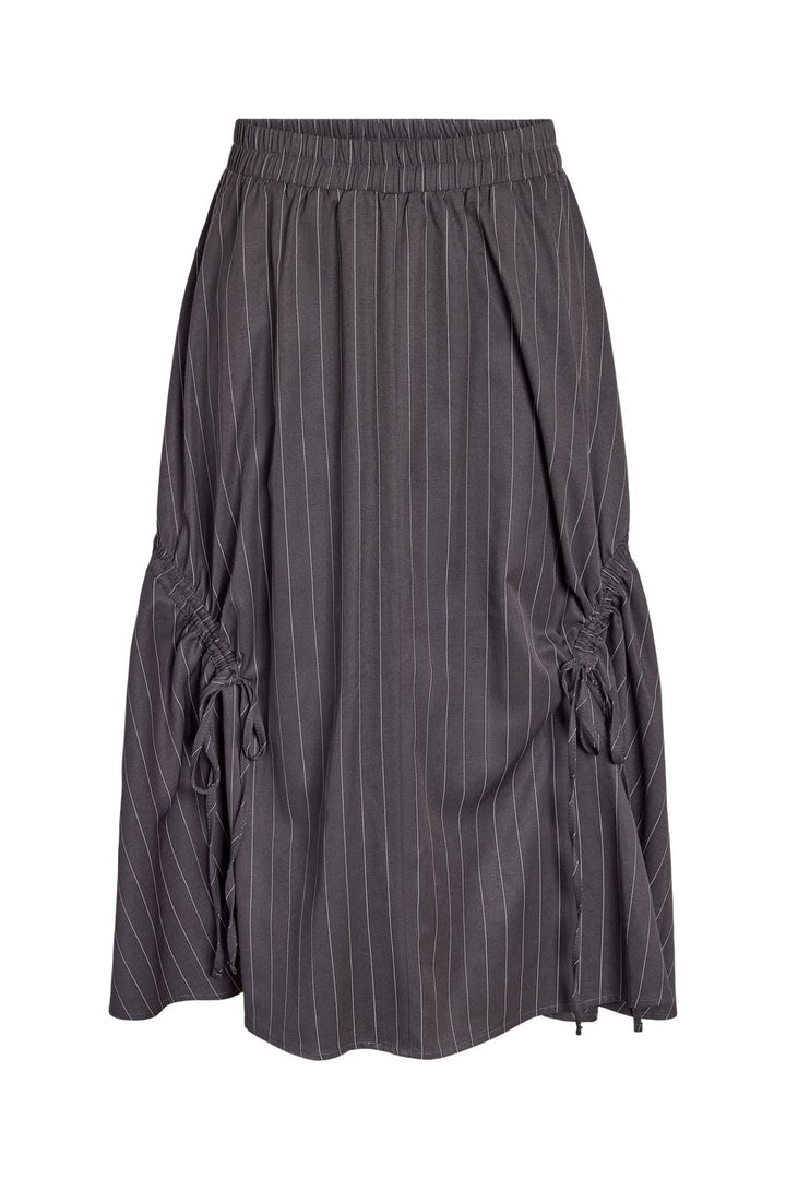Noisy May - Nmjuniper String Detail Midi Skirt - 5175239 Charcoal Gray Pinstripe