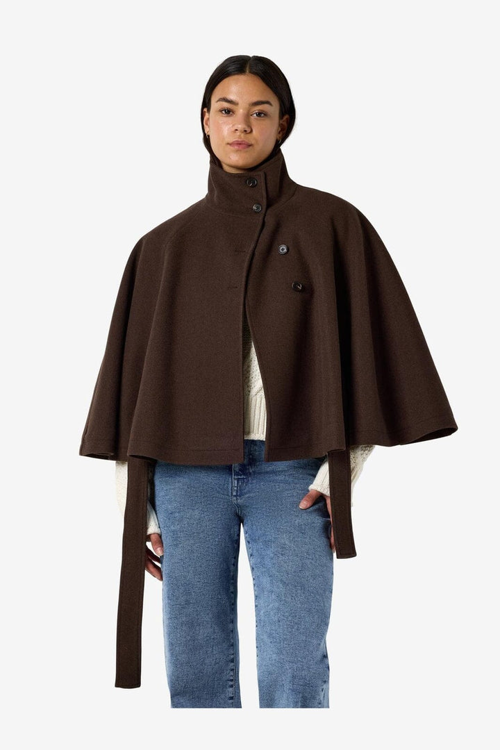 Noisy May - Nmlucy Cape Jacket - 5103003 Chocolate Brown Melange