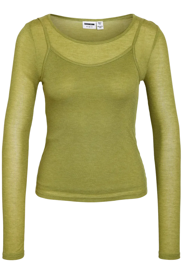 Noisy May - Nmnusa L/S Doublelayer Top - 5144778 Avocado Bluser 