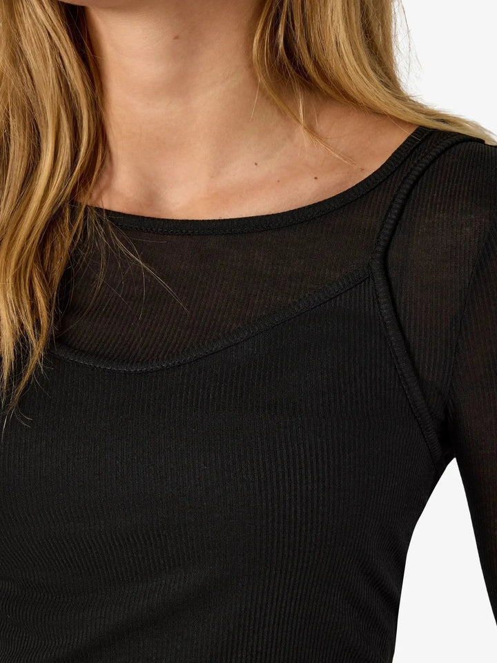 Noisy May - Nmnusa L/S Doublelayer Top - 5144779 Black Bluser 