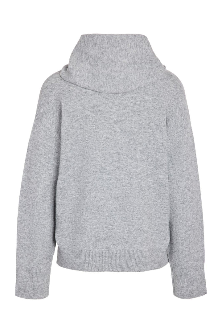Noisy May - Nmsabrina L/S O-Neck Scarf Knit Top - 5263383 Medium Grey Melange