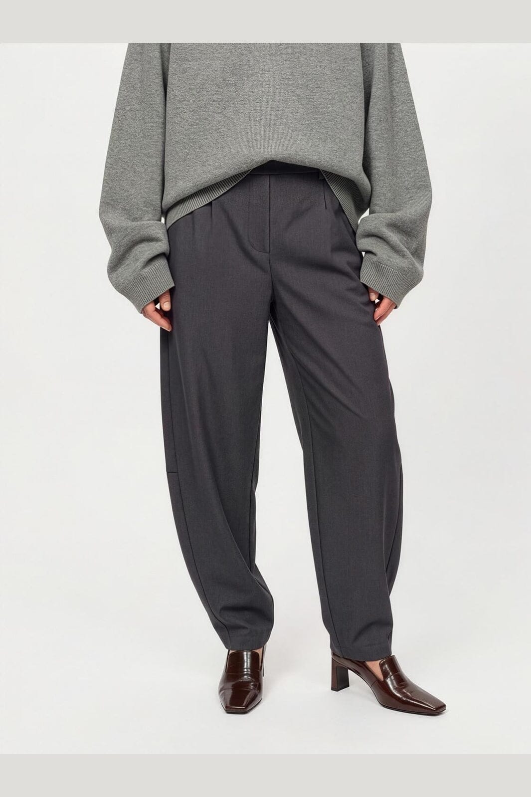 Object - Objlisa Ankle Barrel Pant - 5204278 Medium Grey Melange