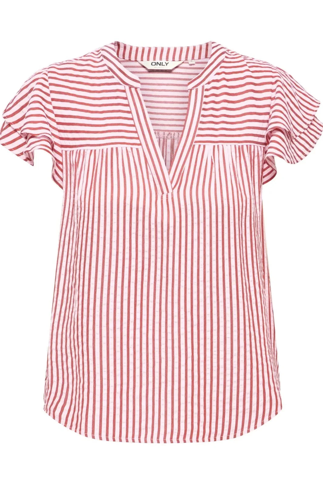 Only - Onlbari Sl Frill V-Neck Top - 5025186 Romance Rose W. Spice Apple Toppe 