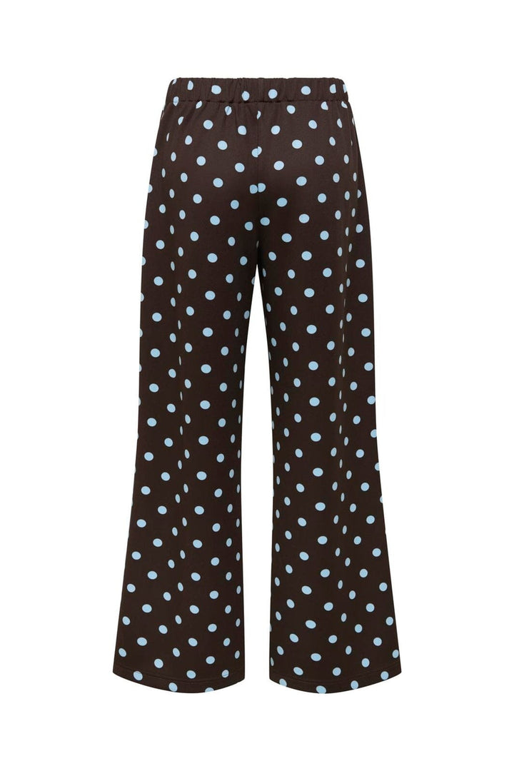 Only - Onldotier Panel Wide Pant - 5265242 Coffee Bean Cashmere Blue Dots + Panel