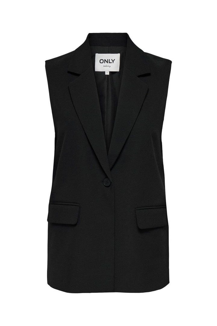 Only - Onlelly Life S/L Loose Vest Tlr - 4810723 Black