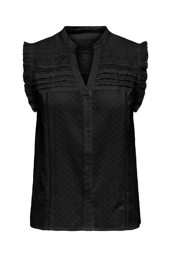 Only - Onlevelyn Sl V-Neck Top Ox - 4925953 Black