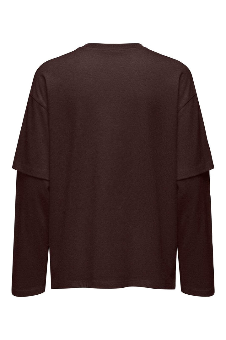 Only - Onlfreja L/S Stripe Double Top - 5193968 Coffee Bean