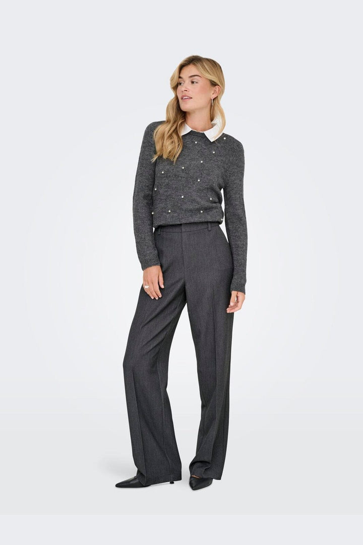 Only - Onlhattie-Lana W Mel Pant Tlr - 4462069 Dark Grey Melange