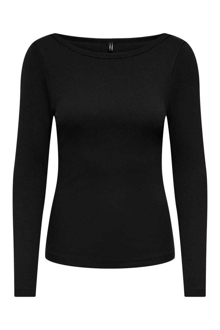 Only - Onlkathline 3/4 Rib Boatneck Top - 5220412 Black