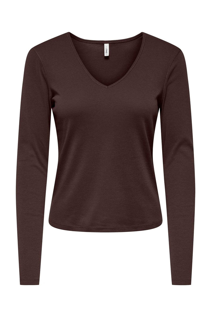 Only - Onlkira L/S V-Neck Top - 5138852 Coffee Bean