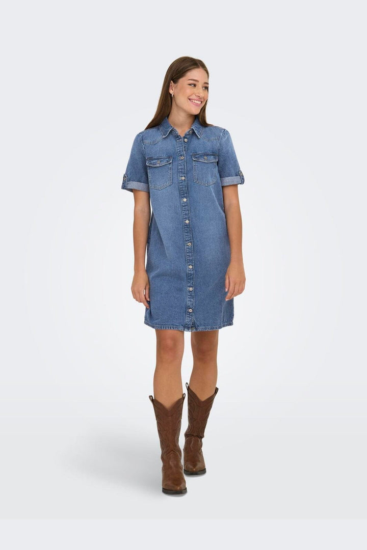 Only - Onllisa S/S Dress Gua - 4806216 Medium Blue Denim
