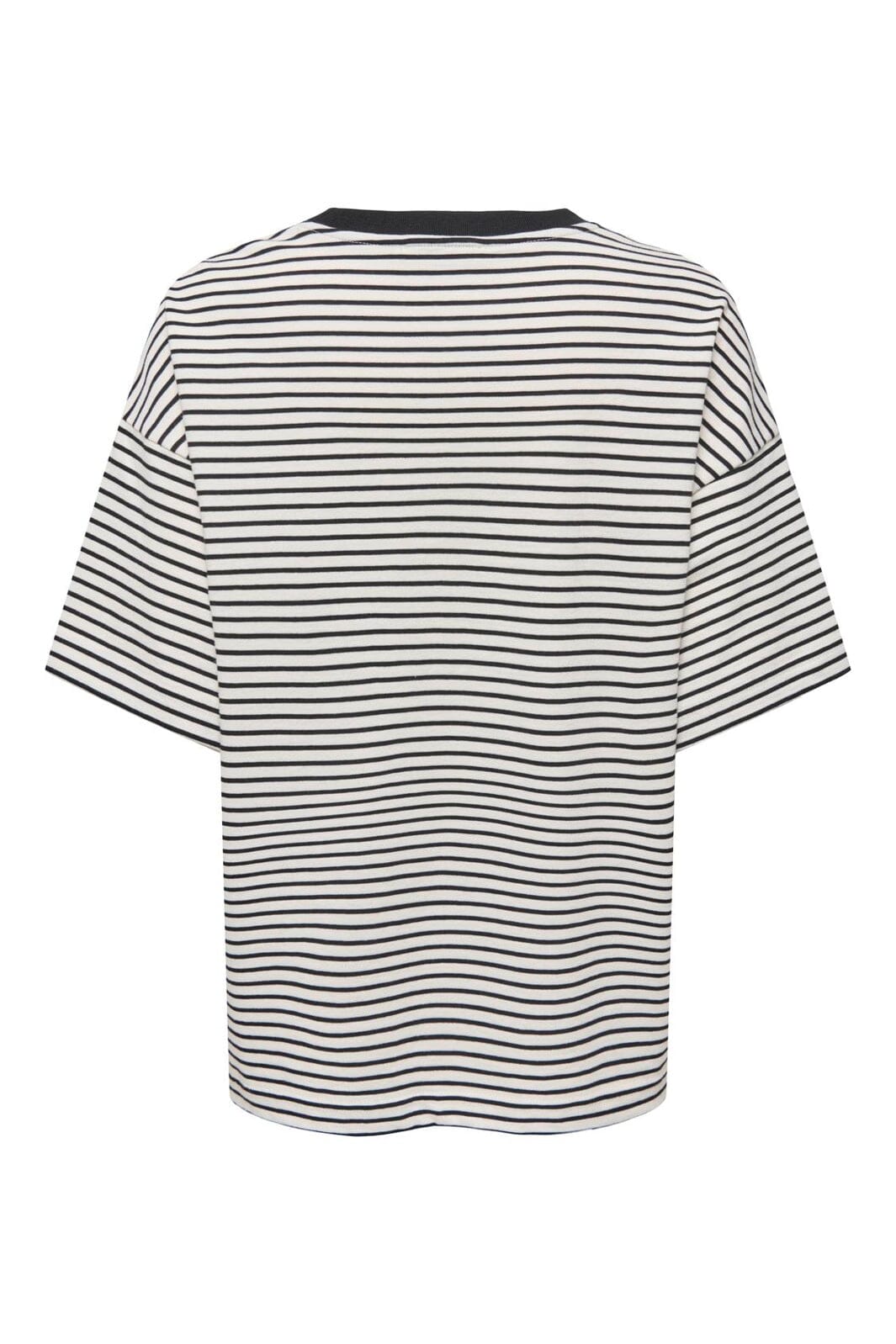 Only - Onllisa Stripe S/S Top - 5190512 Cloud Dancer Thin Black Stripes