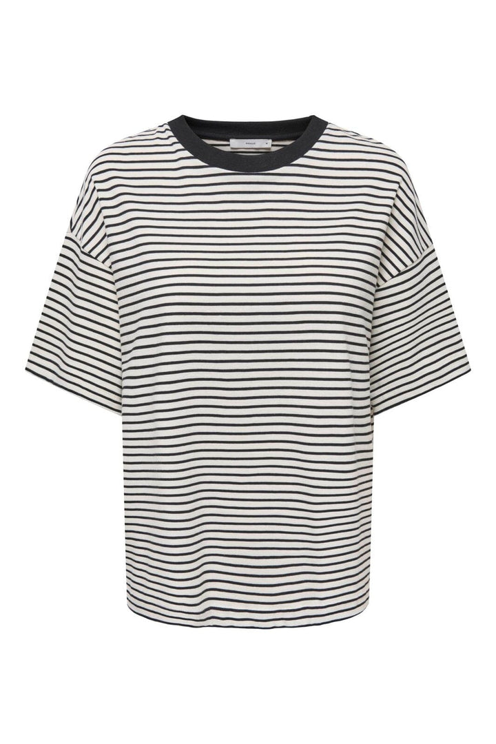 Only - Onllisa Stripe S/S Top - 5190512 Cloud Dancer Thin Black Stripes