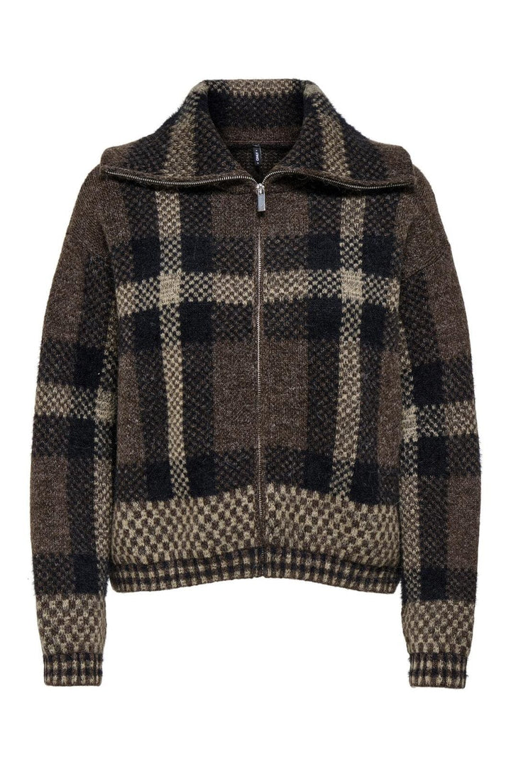 Only - Onlmaroon Ls Zip Collar Cardigan Knt - 4928995 Black Chocolate Martini/Biscotti/Mel
