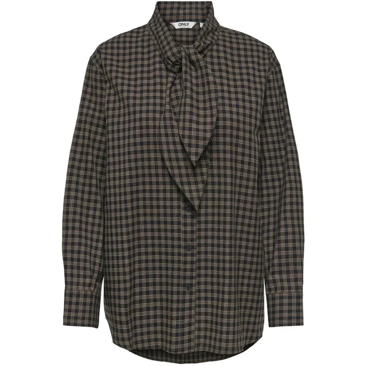 Only - Onlmaylin L/S Scarf Check Shirt - 5144286 Black Harvest Check Tørklæder 