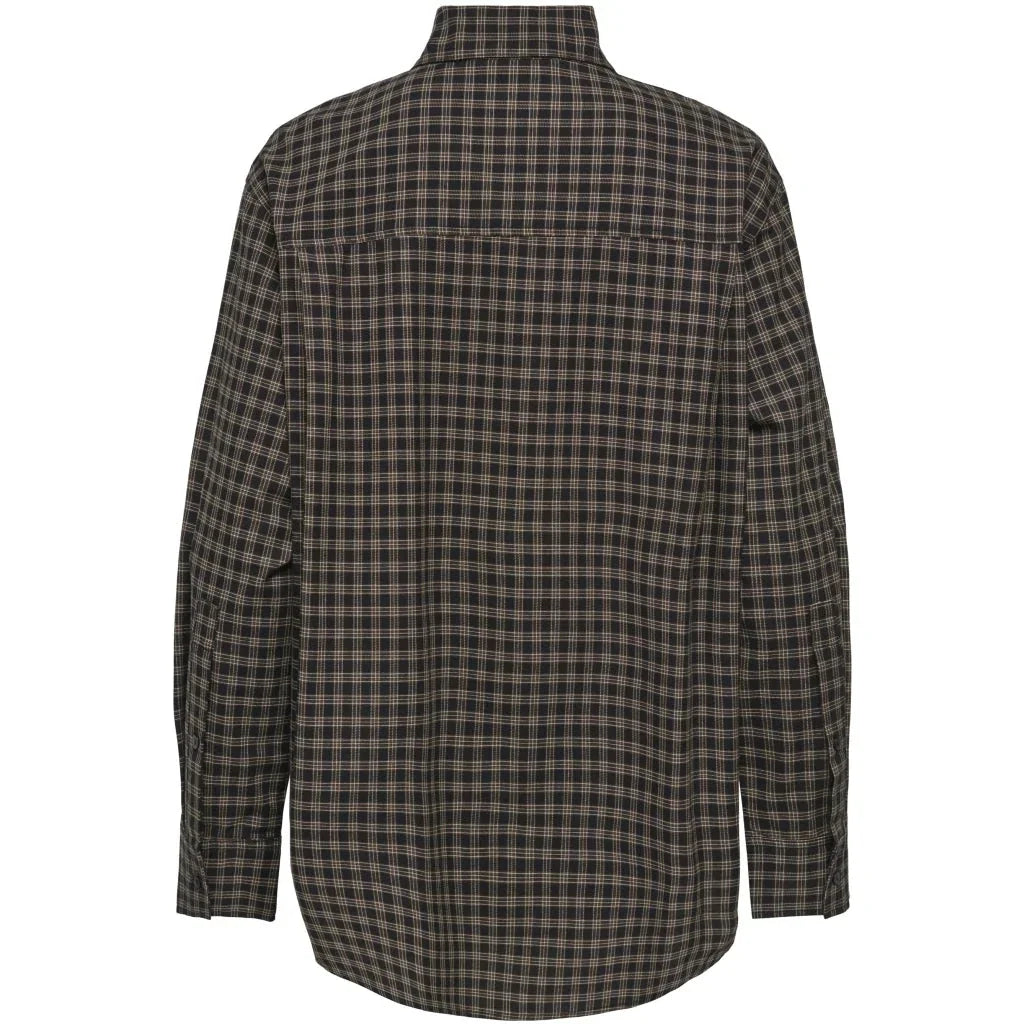 Only - Onlmaylin L/S Scarf Check Shirt - 5144286 Black Harvest Check Tørklæder 