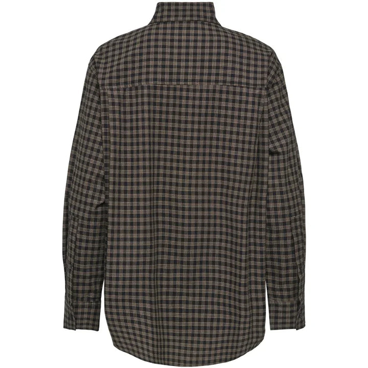 Only - Onlmaylin L/S Scarf Check Shirt - 5144286 Black Harvest Check Tørklæder 