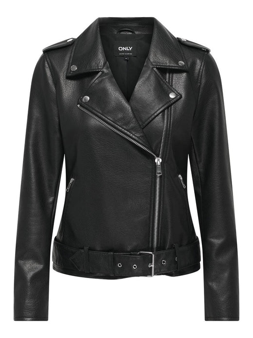 Only - Onlmille Faux Leather Biker Jacket - 4850787 Black