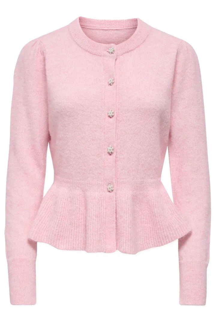 Only - Onlmonique Life Ls Peplum Cardi Knt - 5026560 Romance Rose Melange Cardigans 