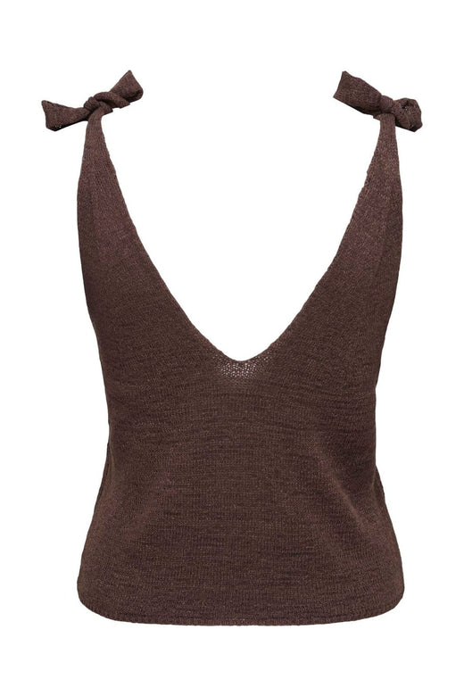 Only - Onlsunny Sl Tie Strap V-Neck Top Cc Knt - 5005009 Chocolate Martini
