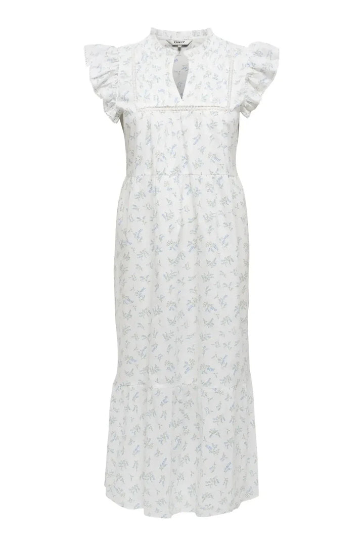 Only - Onltea-Idris S/L Frill Tape Dress - 5014284 Cloud Dancer Wild Bundels Kjoler 