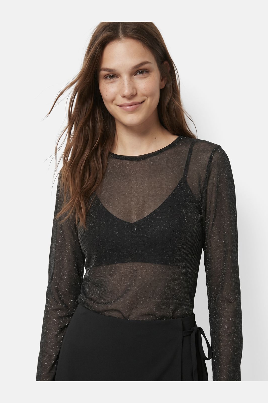 Pieces - Pcalli Ls Glitter Top - 5233974 Black Glitter