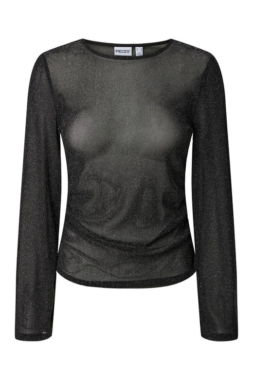 Pieces - Pcalli Ls Glitter Top - 5233974 Black Glitter