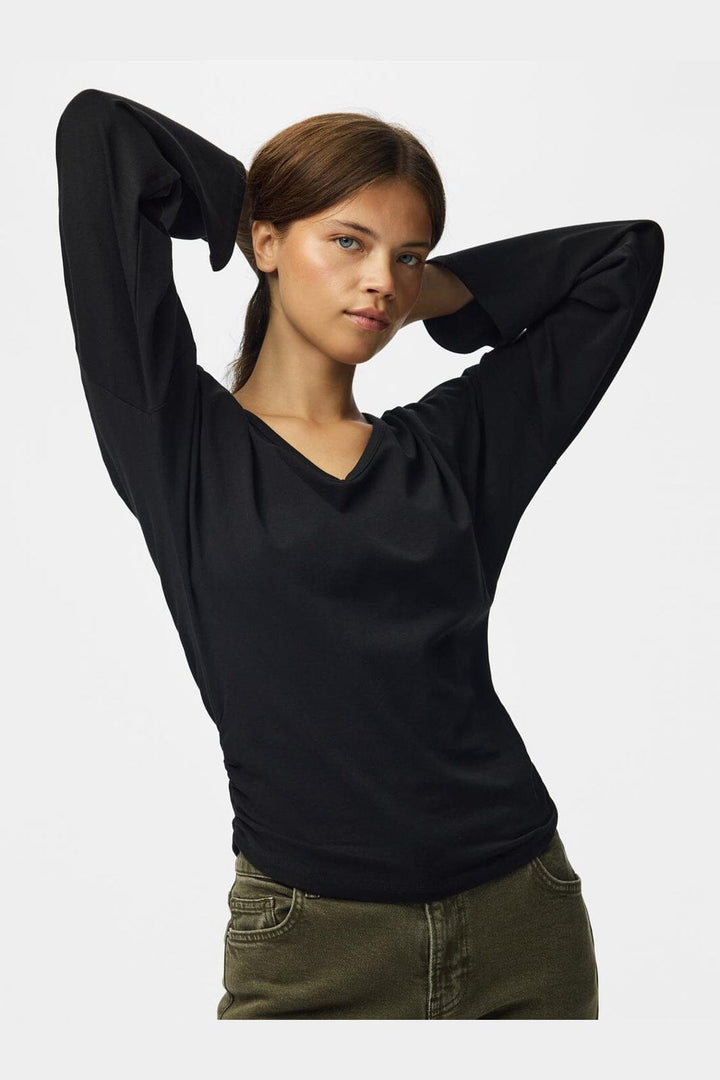 Pieces - Pcalli Ls V-Neck Top - 5235928 Black
