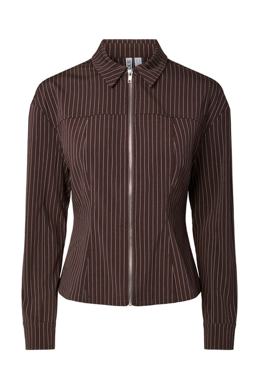 Pieces - Pcanja Ls Zip Shirt - 5200653 Delicioso Pinstripes
