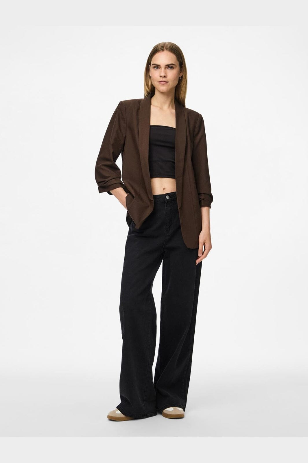 Pieces - Pcbosella 3/4 Blazer - 4802362 Hot Fudge