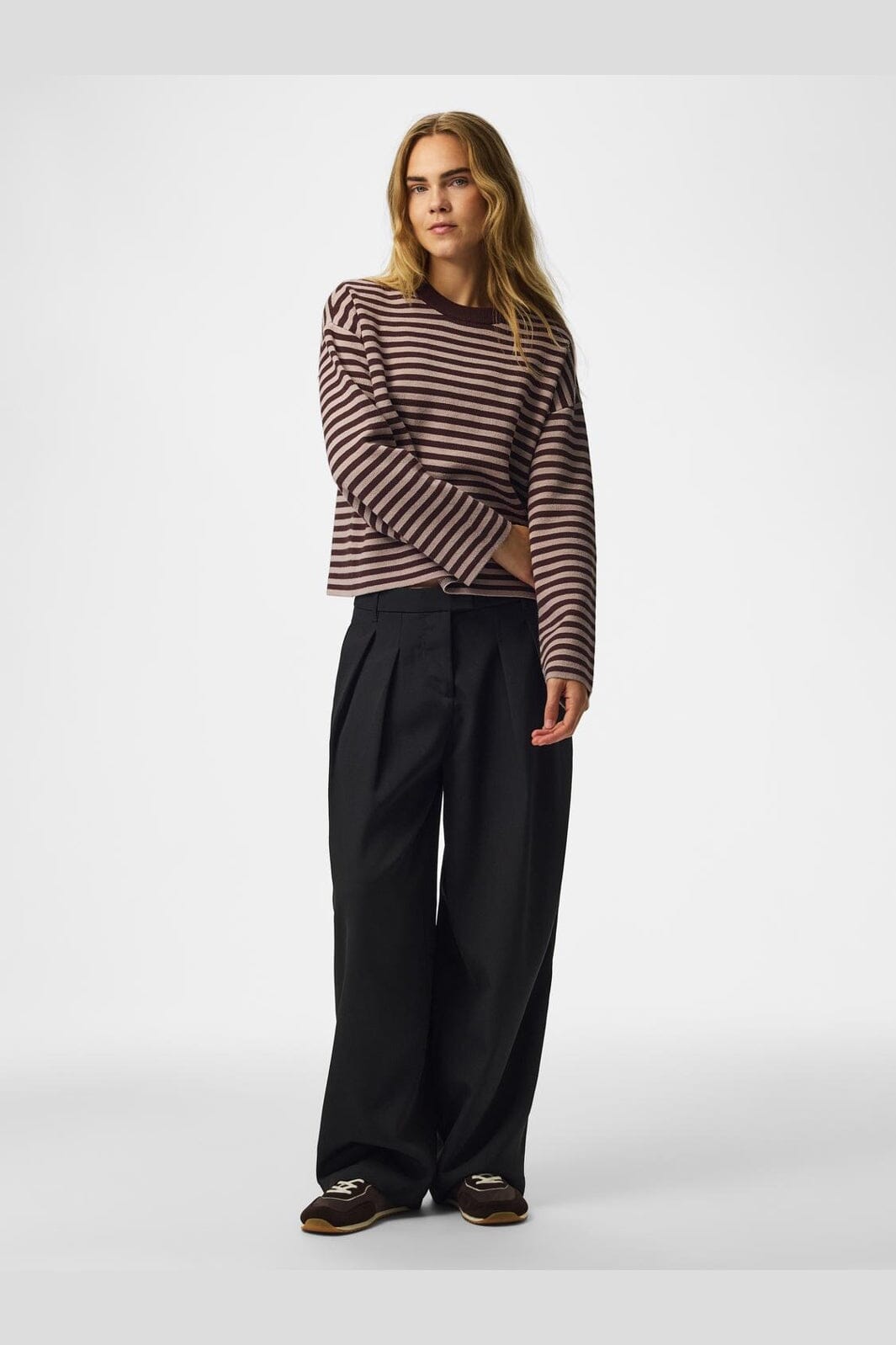 Pieces - Pcjassy Ls O-Neck Knit - 5179126 Hot Fudge Greige