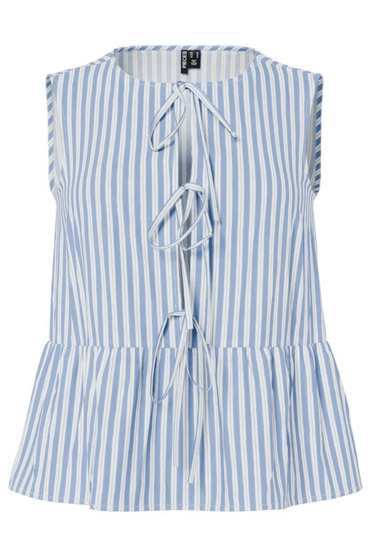 Pieces - Pcjolly Sl Tie Top - 4904306 Hydrangea Bright White Toppe 