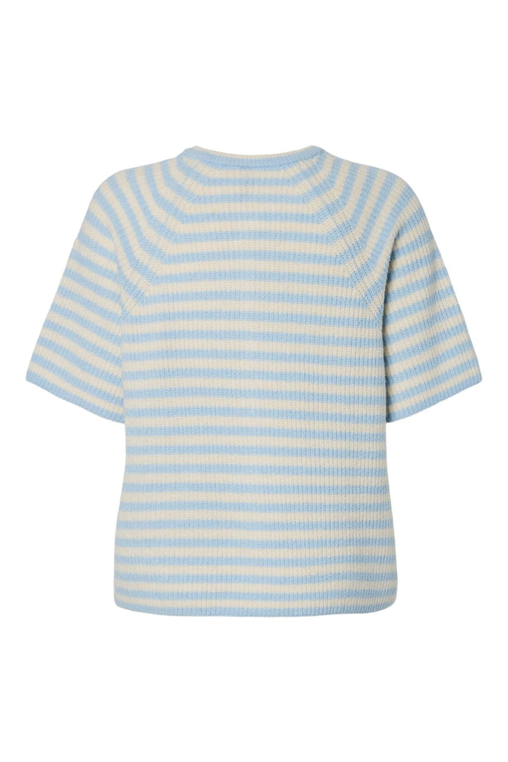 Pieces - Pcmalou Ss O-Neck Stripe Cardigan Pwp - 4931566 Cashmere Blue Birch
