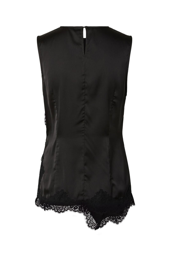 Pieces - Pcolli Sl Asymetric Lace Top - 5233633 Black