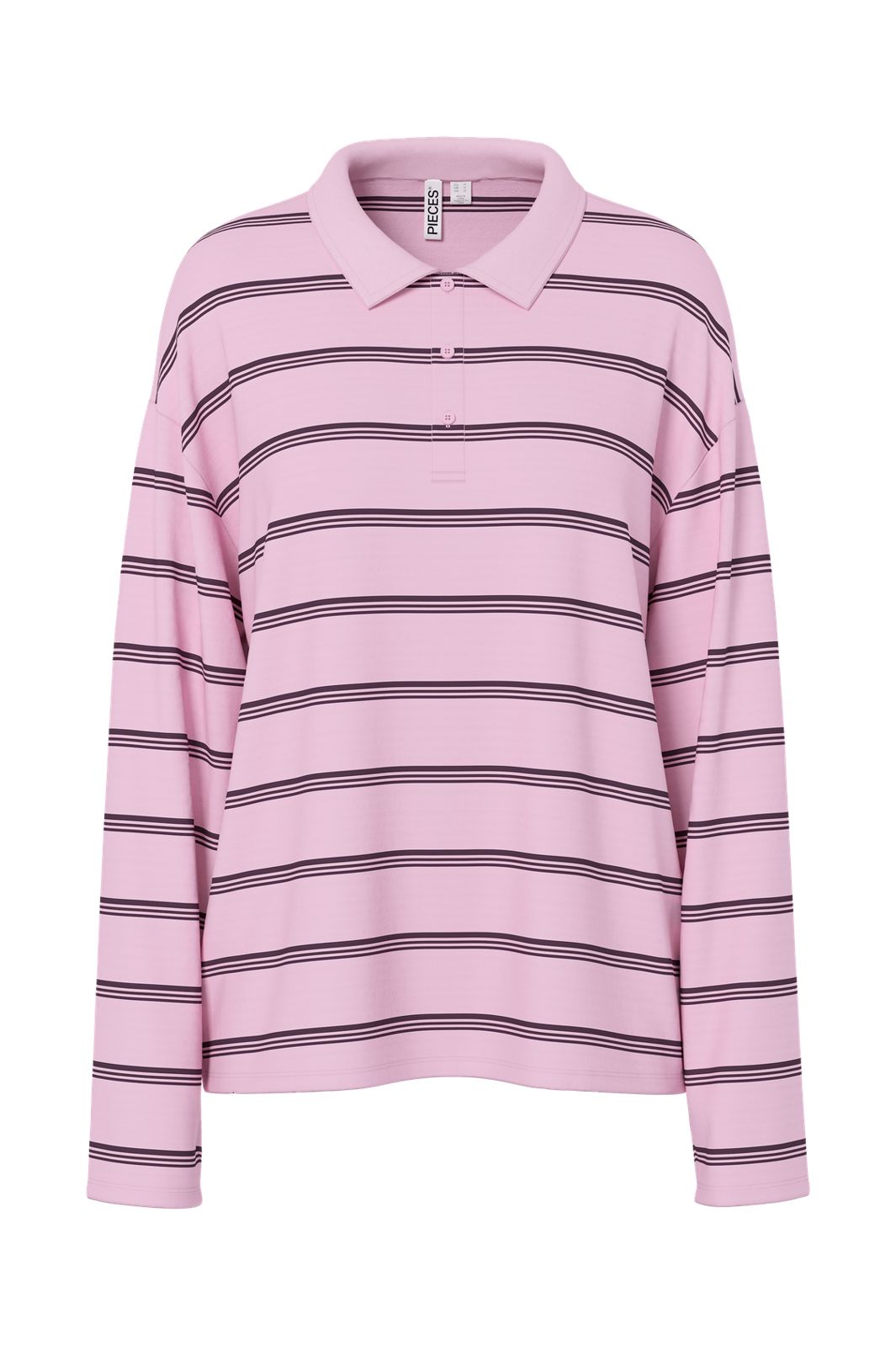 Pieces - Pcsadie Ls Polo Top - 5218376 Roseate Spoonbill 3 Thin Plum Perfect