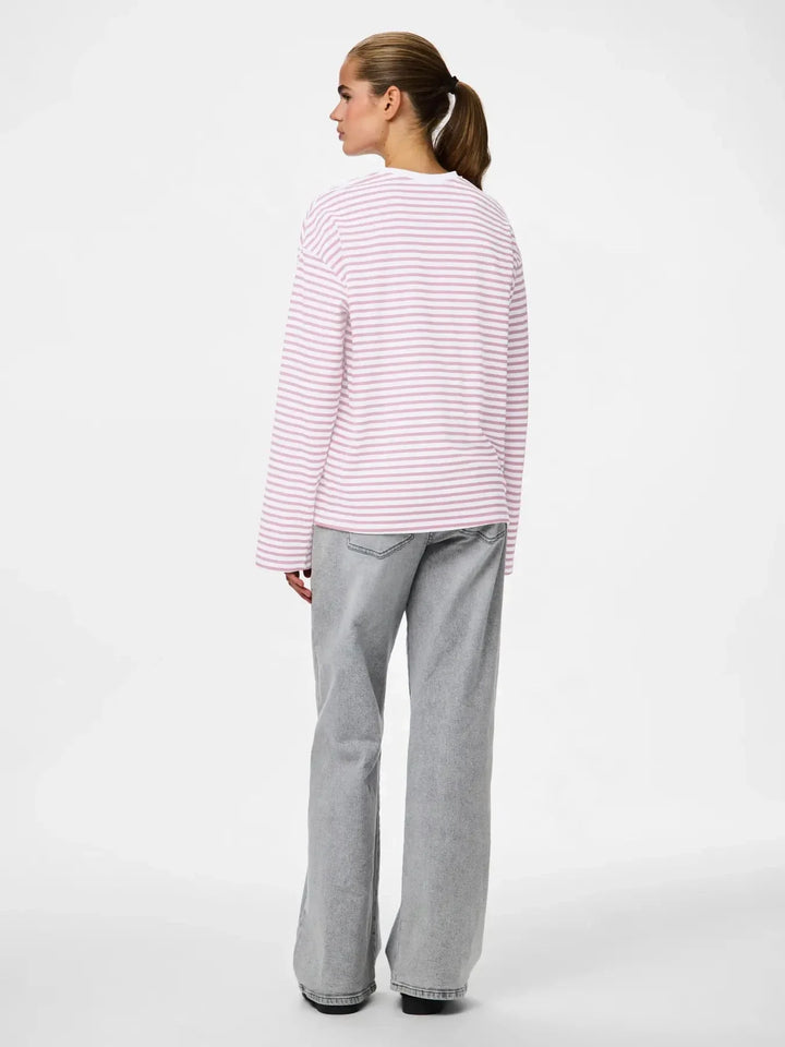 Pieces - Pcsadie Ls Top - 5090856 Bright White Roseate Spoonbill T-shirts 