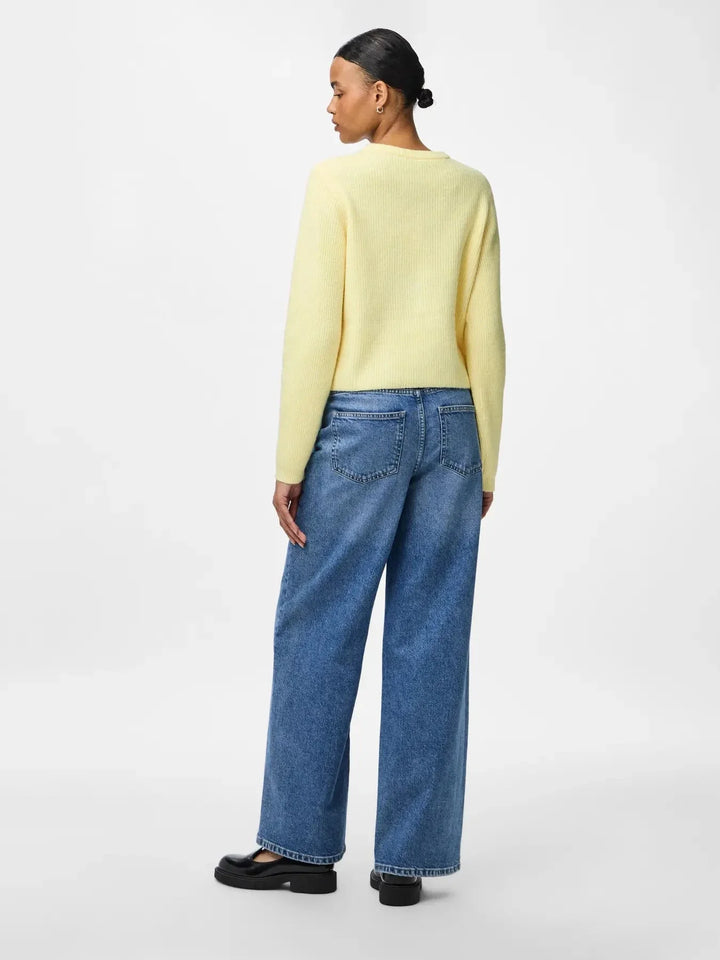 Pieces - Pcsilly Ls O-Neck Knit Cardigan - 4963881 Pale Banana Melange Cardigans 