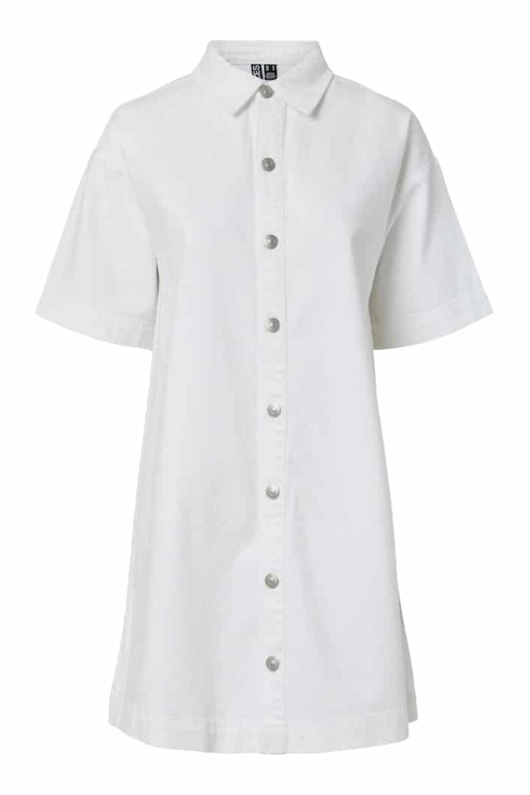 Pieces - Pcsky Ss A-Shape Denim Dress - 4992591 Bright White Kjoler 