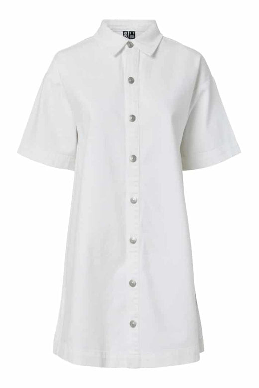 Pieces - Pcsky Ss A-Shape Denim Dress - 4992591 Bright White Kjoler 