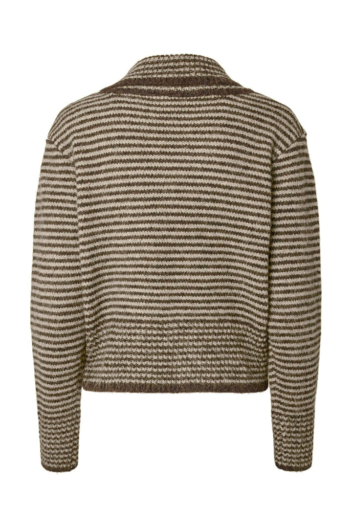 Pieces - Pcvena Ls Collar Knit - 5191869 Whitecap Gray Hot Fudge