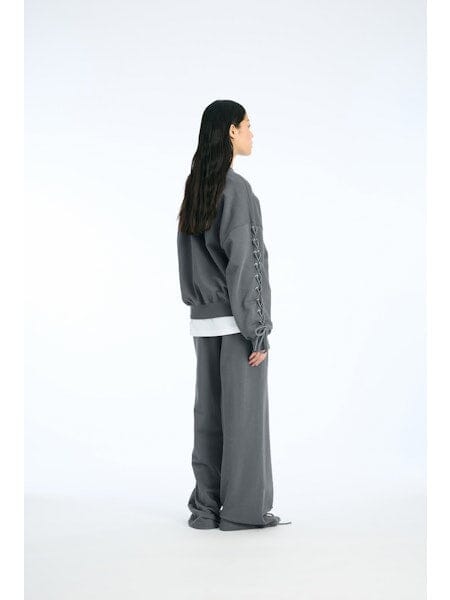 Rotate - Lacing Crewneck 1154681205 - 1205 Gray Pinstripe Sweatshirts 