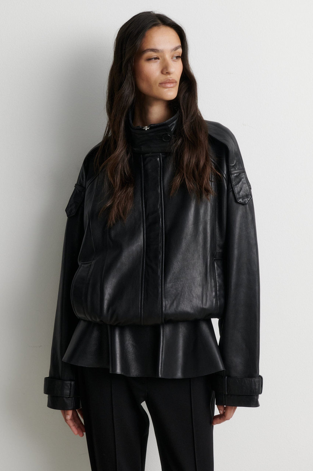Second Female - Aluka Leather Jacket 61307 - 8001 Black Jakker 