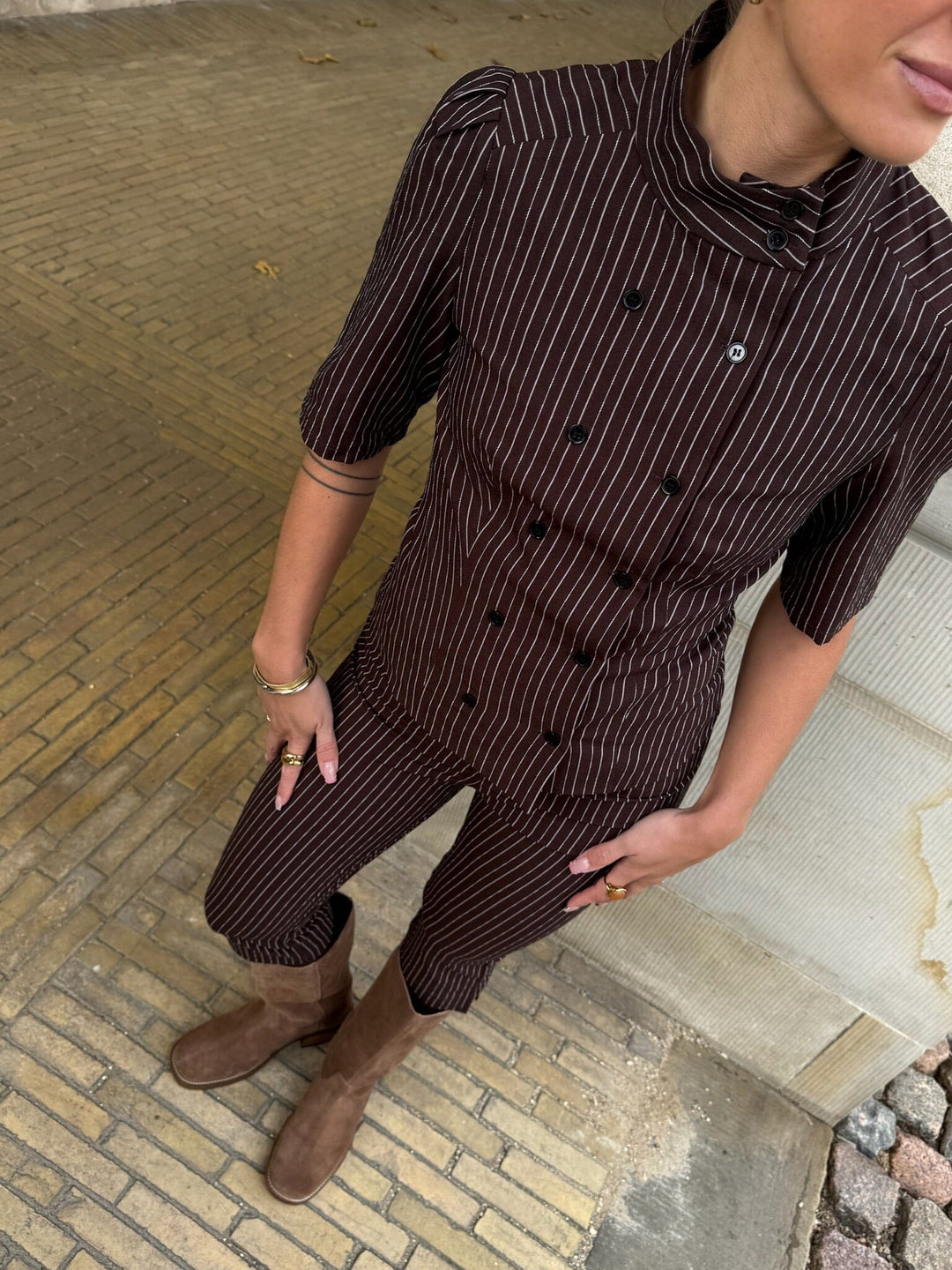 Valentin Studio - Capri Pants 1003 - Brown Stripe 