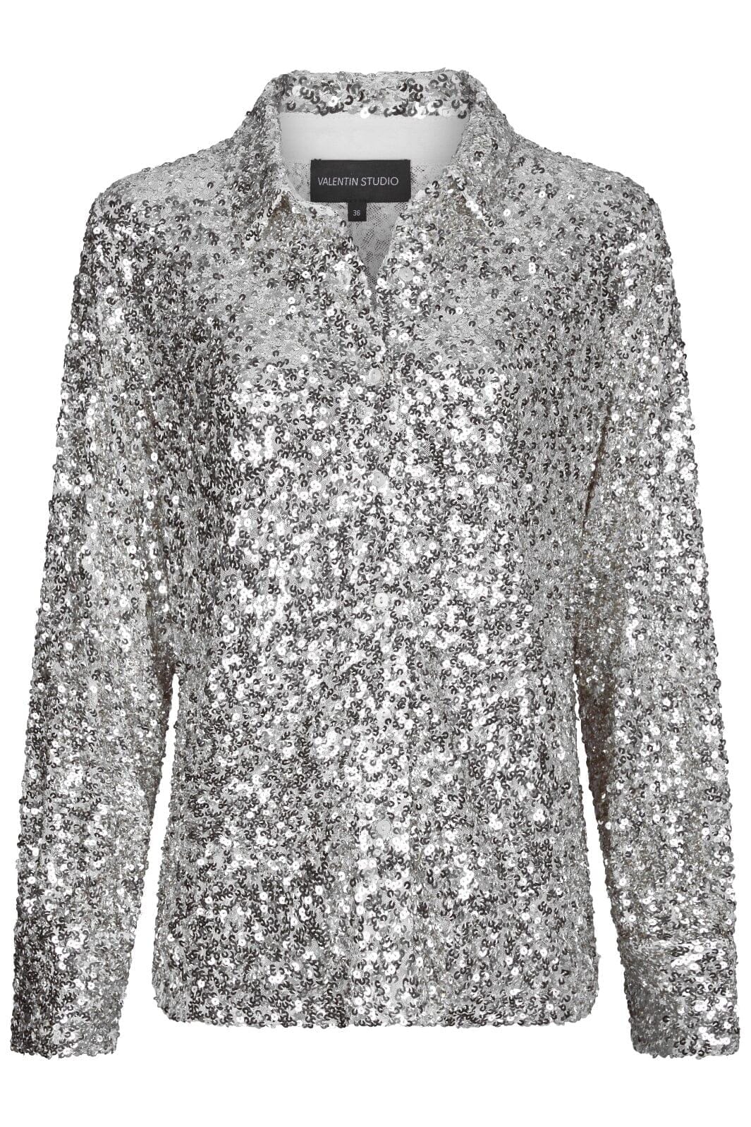 Valentin Studio - Classy Sequins Shirt 163336 - 220 - Silver Skjorter 