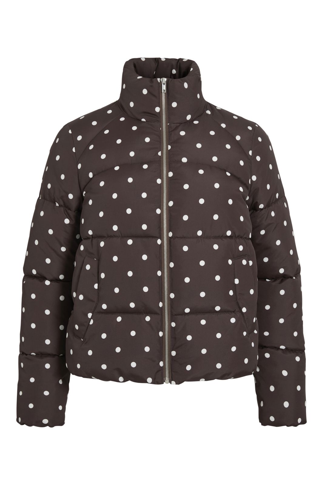 Vila - Vikarla New Printed Puffer Jacket - 5072383 Coffee Bean White Dots